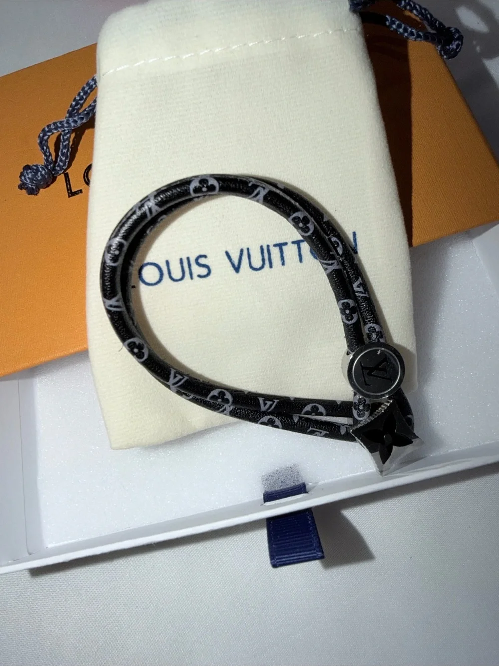 Black Monogram Rope Bracelet